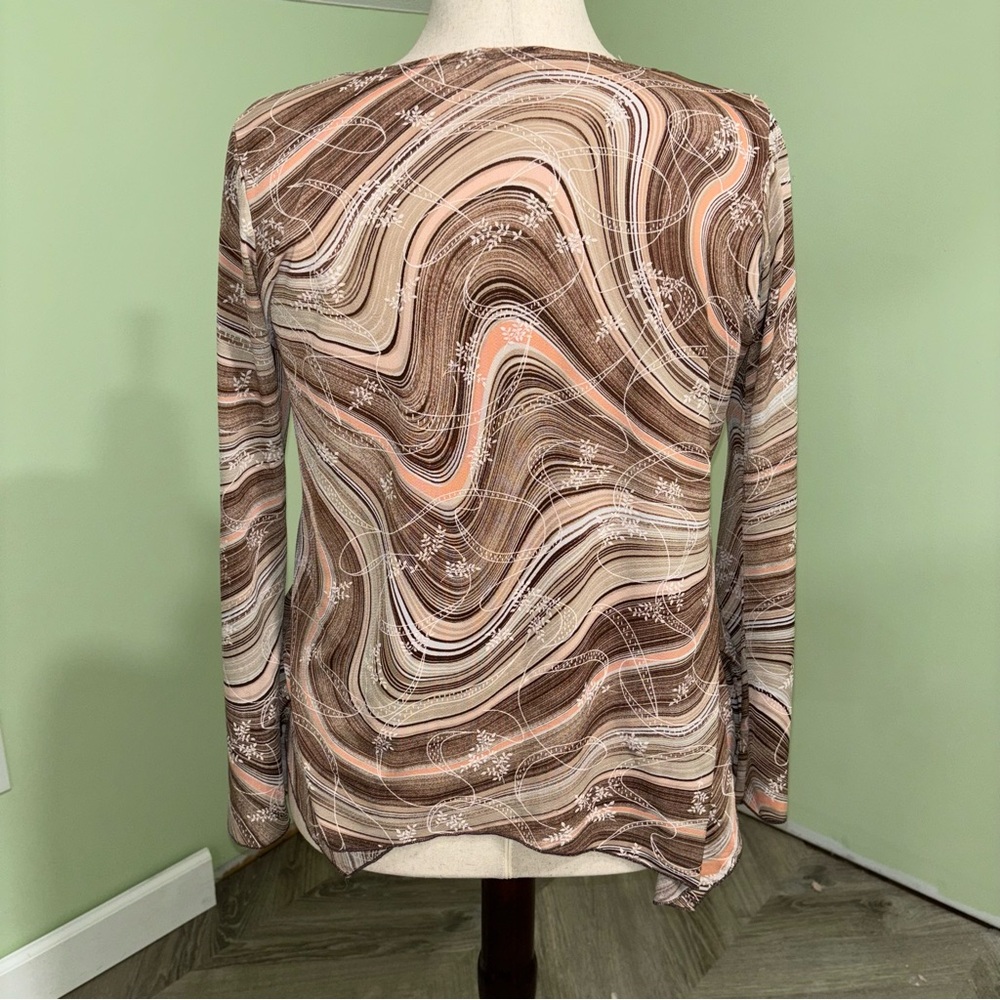 La Khaki Y2K Long Sleeve Sweetheart Neck Asymmetrical Blouse Fairy Women’s Sz 3X - Picture 2 of 7